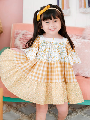 Thalia Dress in Yellow Mix Print
