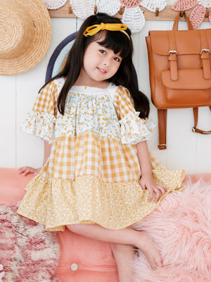 Thalia Dress in Yellow Mix Print