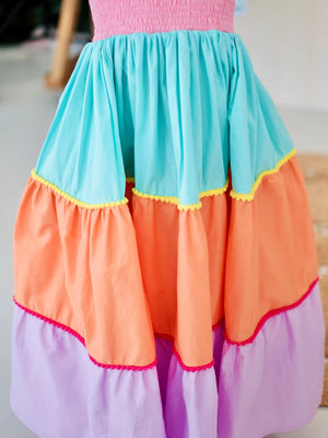 Amina Long Midi | Color Block