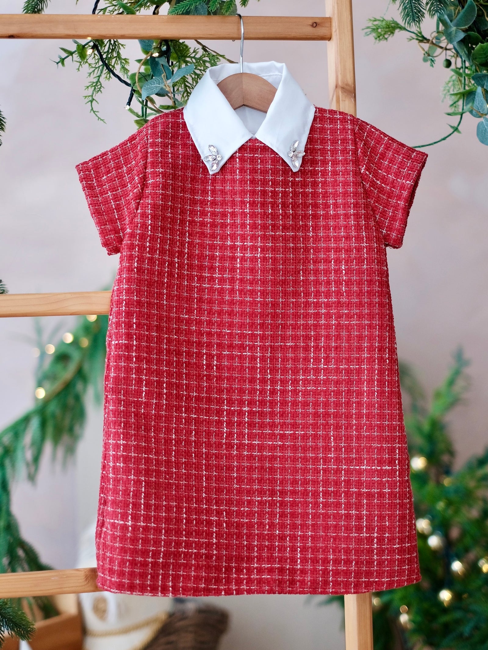 Willa Tweed Dress in Red