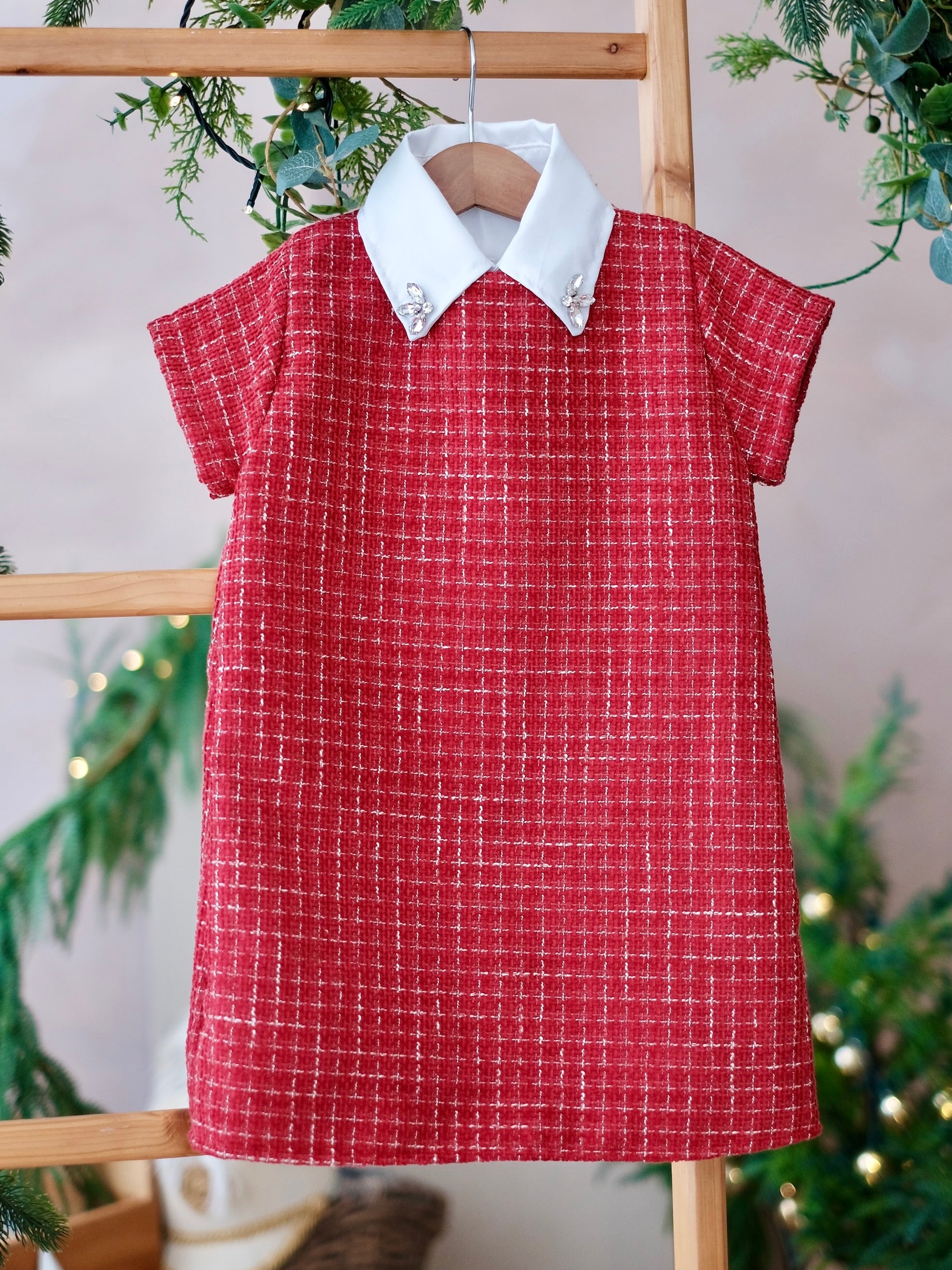 Willa Tweed Dress in Red