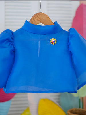 Sinag Filipiniana Top with Flag Pin | Royal Blue