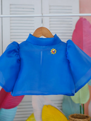 Sinag Filipiniana Top with Flag Pin | Royal Blue