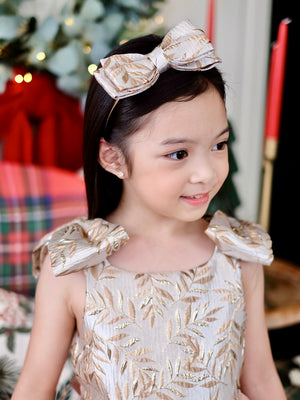 Jacquard Bow Headband in Blue and Bisque | Pre-order