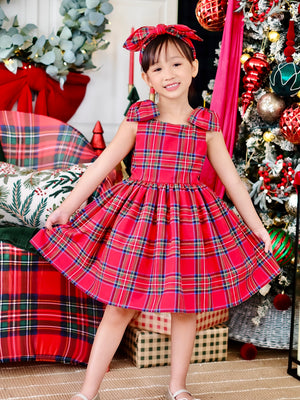 Madeline Dress in Red Tartan