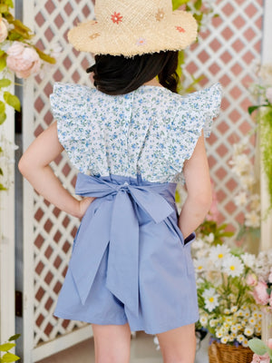 Nellie Playsuit | Dusty Blue and Ditsy Floral