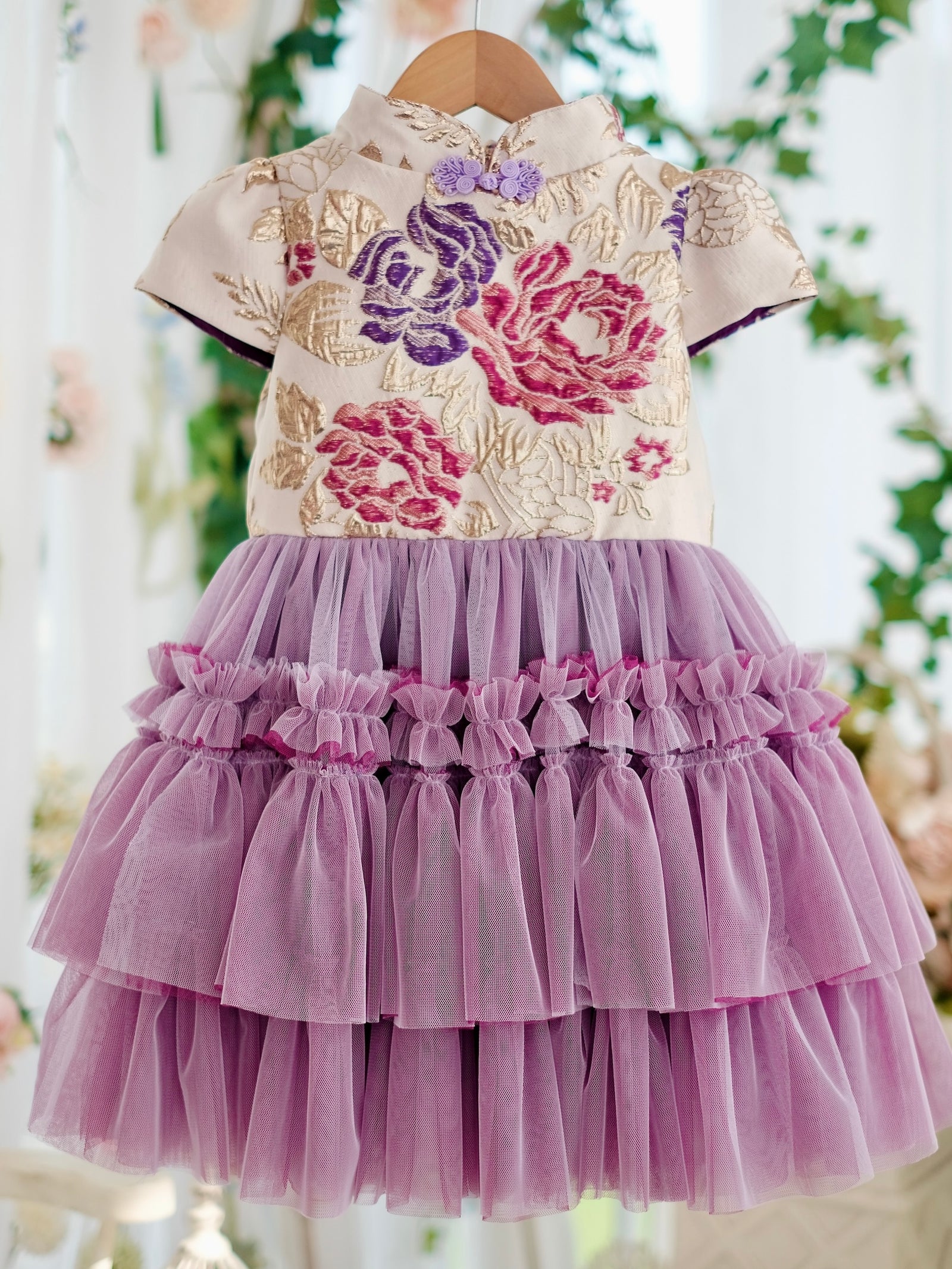 Annika Jacquard Dress in Muted Orchid | Pre-order