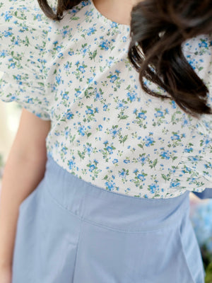 Nellie Playsuit | Dusty Blue and Ditsy Floral