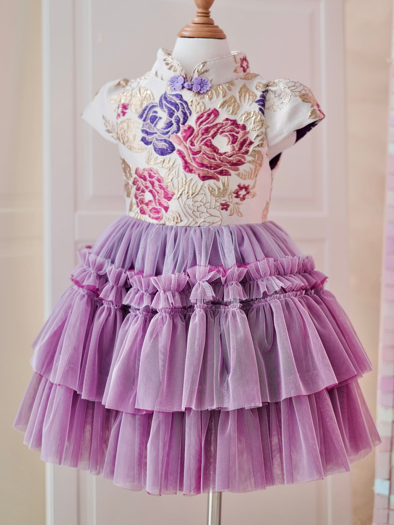 Annika Jacquard Dress in Muted Orchid | Pre-order