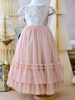 Iveline Jacquard Long Dress | Bisque | Pre-order