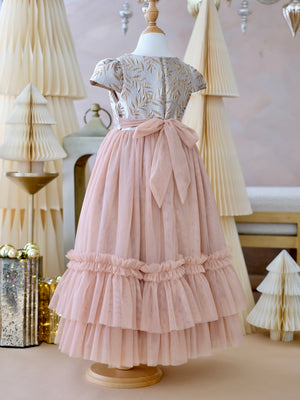 Iveline Jacquard Long Dress | Bisque | Pre-order