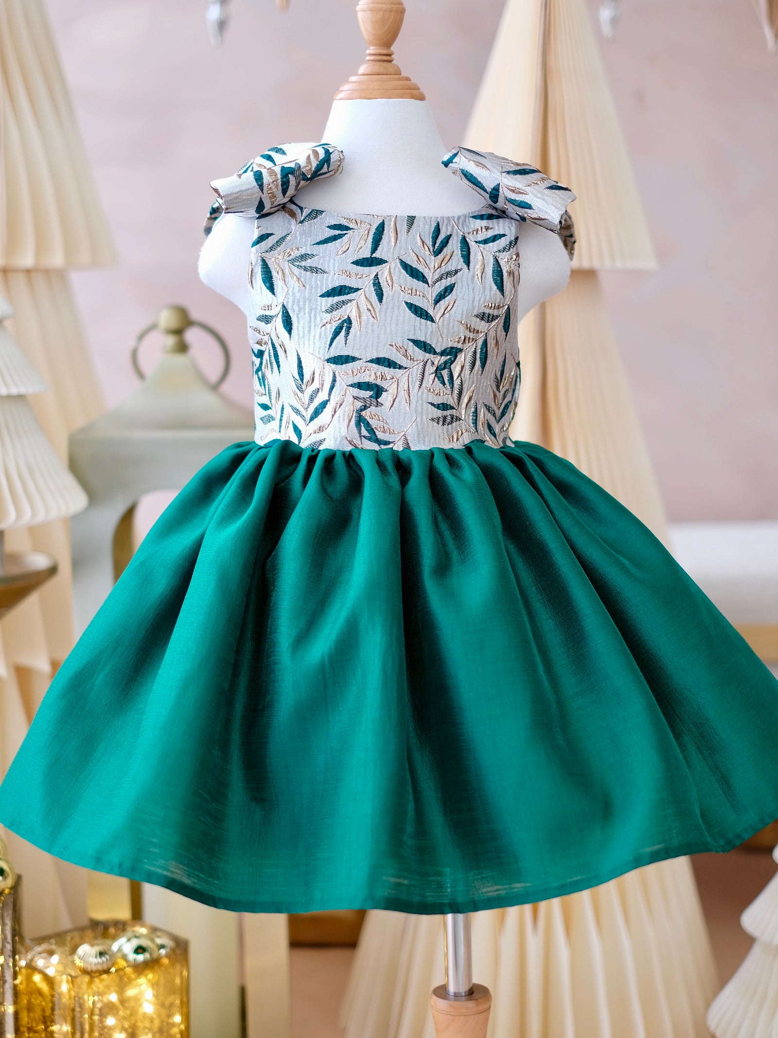Madeline Jacquard Dress in Emerald | Pre-order