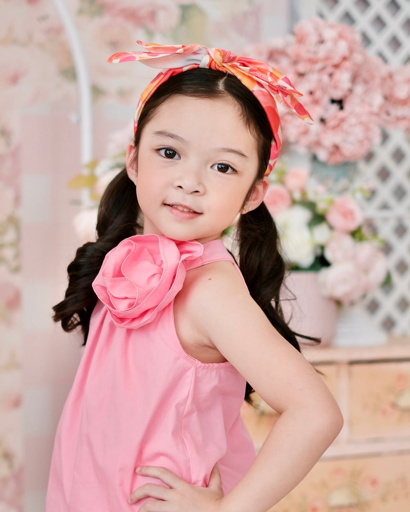 Double Bow Headband | Heart Print