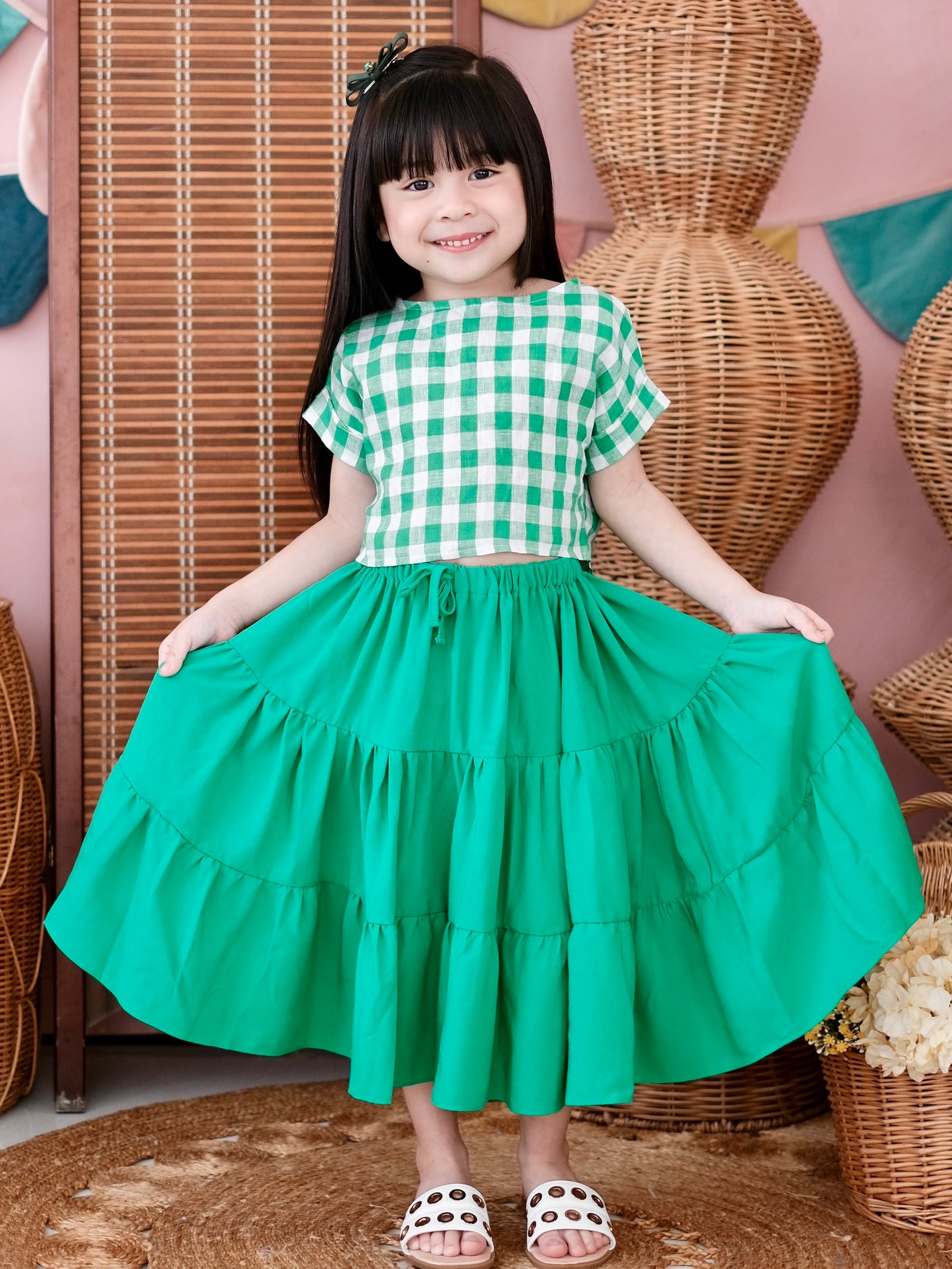 Minka Set | Gingham Linen Top and Skirt