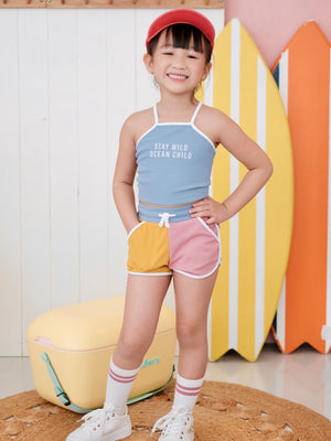 Ringer Shorts | Blue, Yellow, Pink