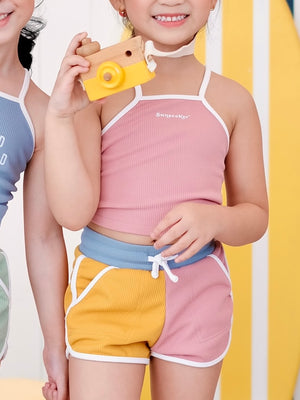 Ringer Shorts | Blue, Yellow, Pink