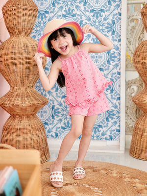 Raya Top in Pink Broderie