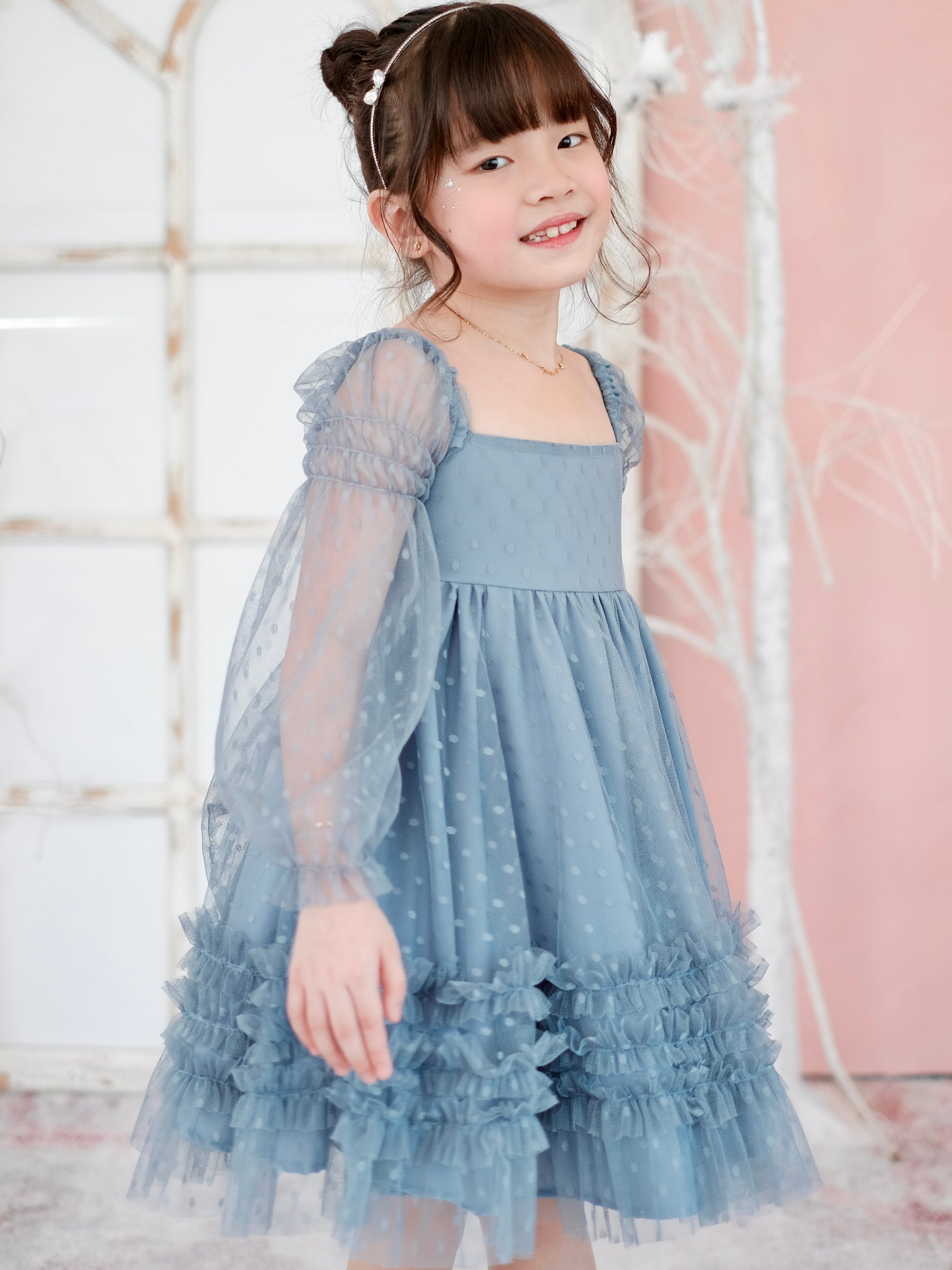 Paisley Doll Dress in Dusty Blue