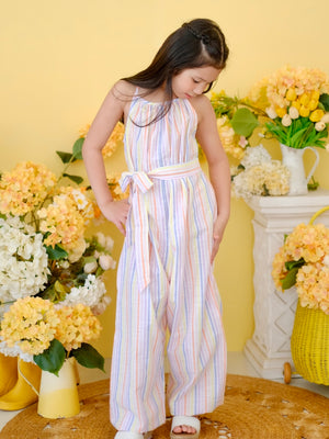 Sola Linen Jumpsuit with Sash