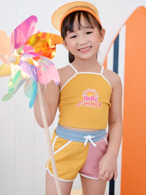 Ringer Shorts | Blue, Yellow, Pink