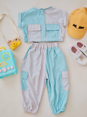Gwen Cargo Set | Pink and Mint