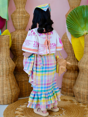 Amparo Linen Wrap Skirt | Rainbow Gingham