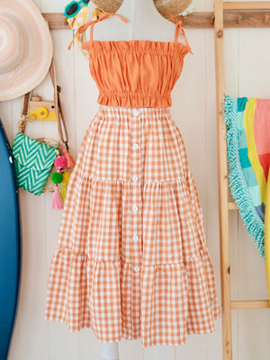 Minka Skirt | Orange Gingham