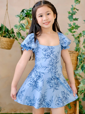 Ceara Bodysuit & Skirt Set in Dusty Blue