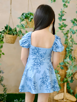Ceara Bodysuit & Skirt Set in Dusty Blue