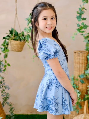 Ceara Bodysuit & Skirt Set in Dusty Blue