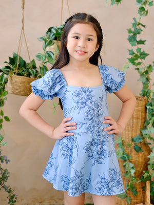 Ceara Bodysuit & Skirt Set in Dusty Blue
