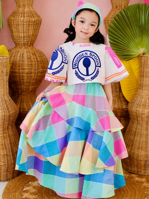 Lana Linen Skirt | Rainbow Plaid
