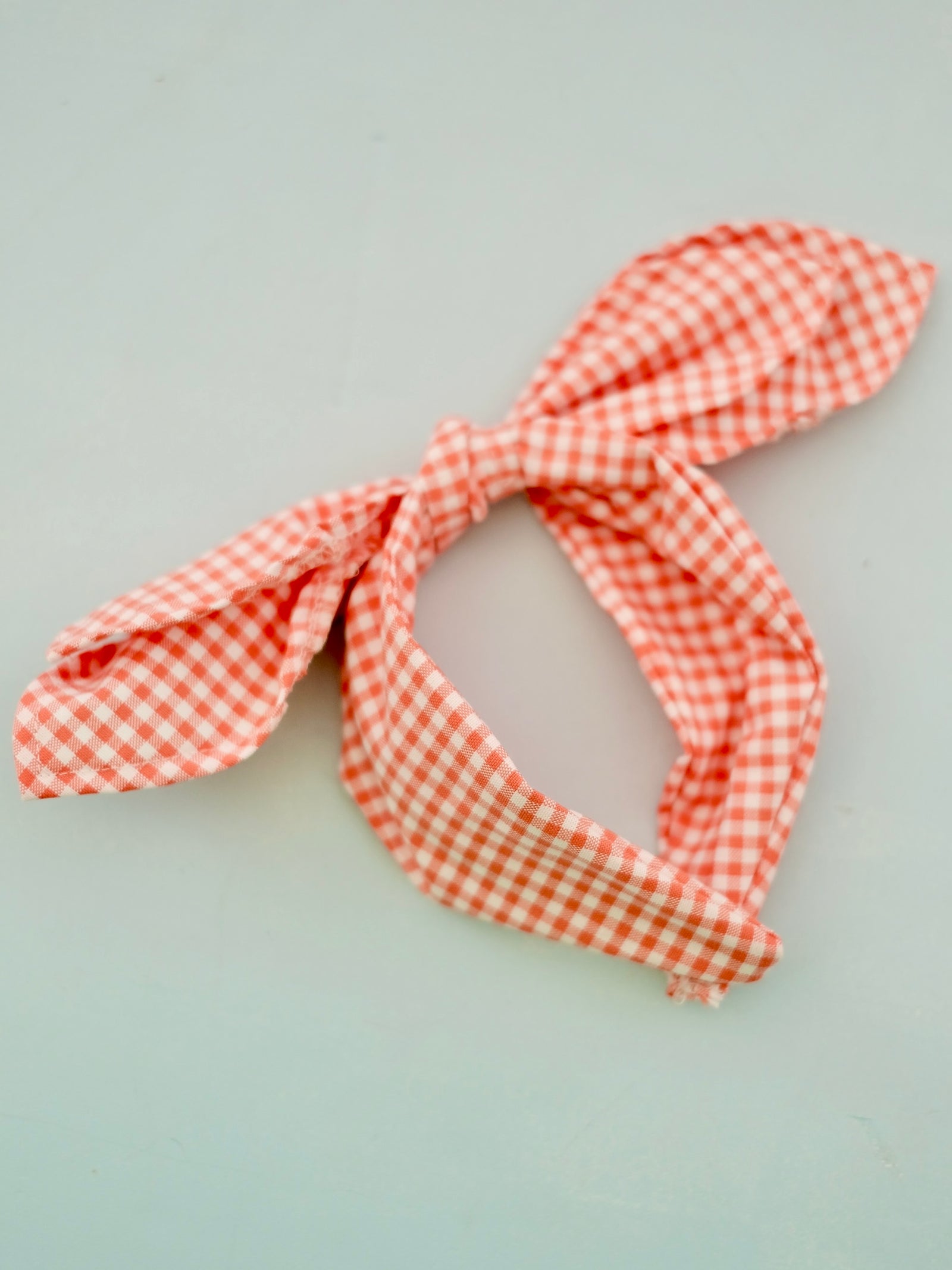 Double Bow Headband in Orange Gingham
