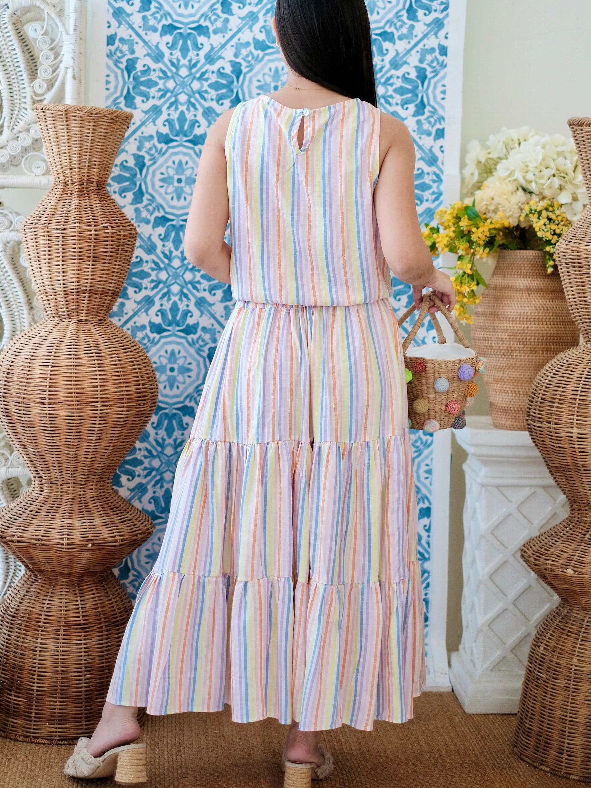Minka Tiered Skirt | Rainbow Stripes | Women
