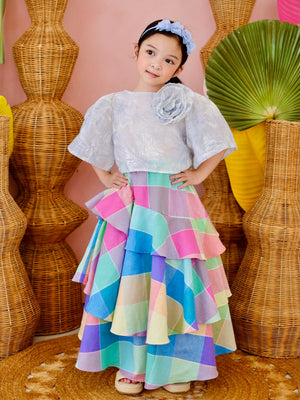 Lana Linen Skirt | Rainbow Plaid