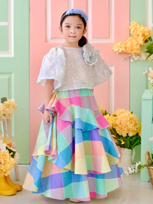 Lana Linen Skirt | Rainbow Plaid
