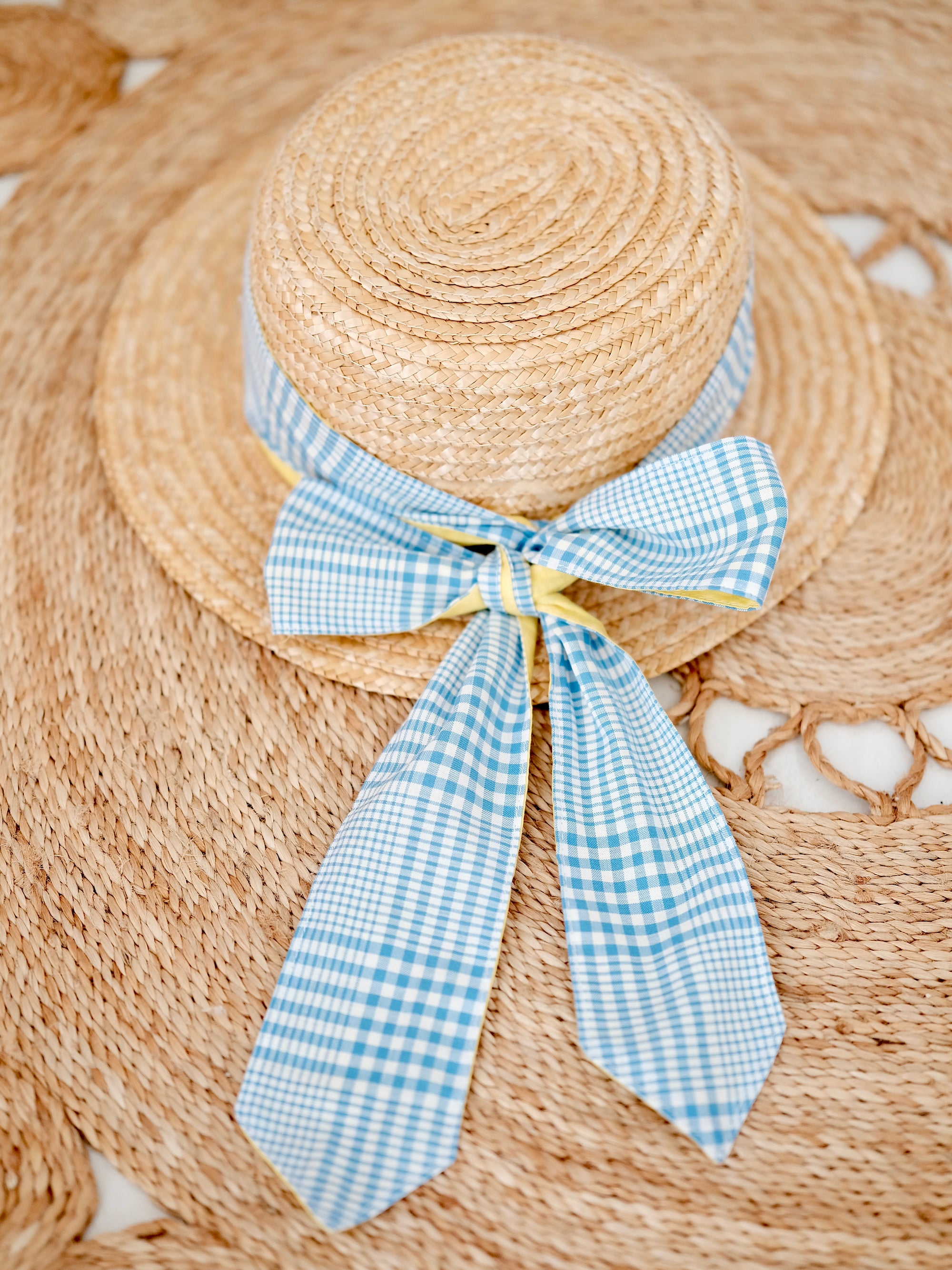 2-Tone Hat Wrap | Blue Gingham and Yellow