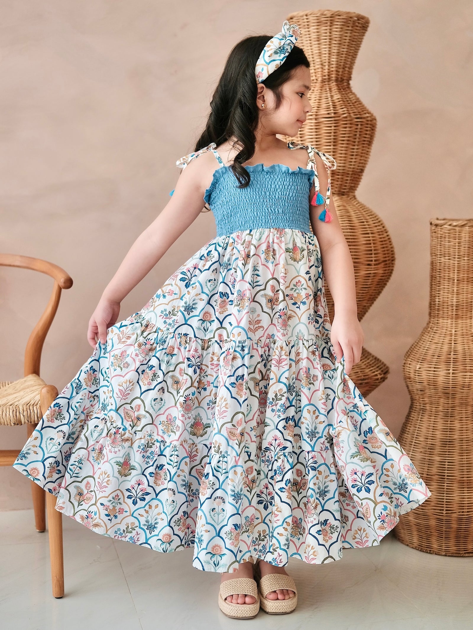 Kira Long Midi Dress in Floral Paisley