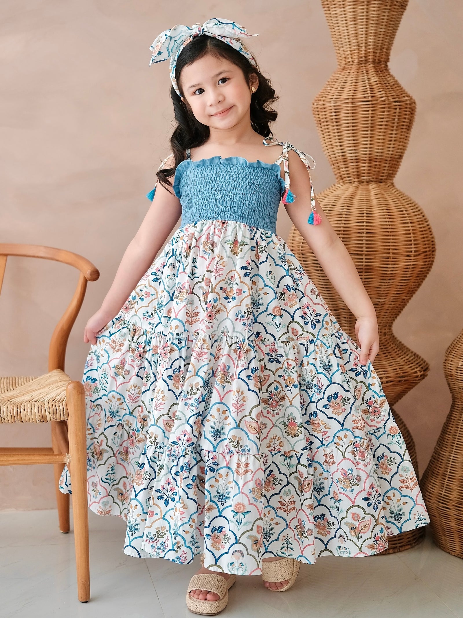 Kira Long Midi Dress in Floral Paisley