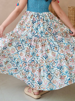 Kira Long Midi Dress in Floral Paisley