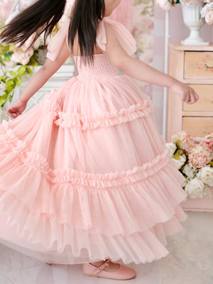Imogen Long Tutu Dress  | Peach Floral