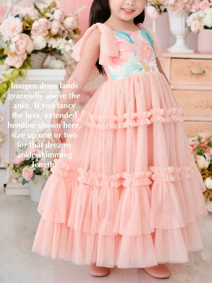Imogen Long Tutu Dress  | Peach Floral