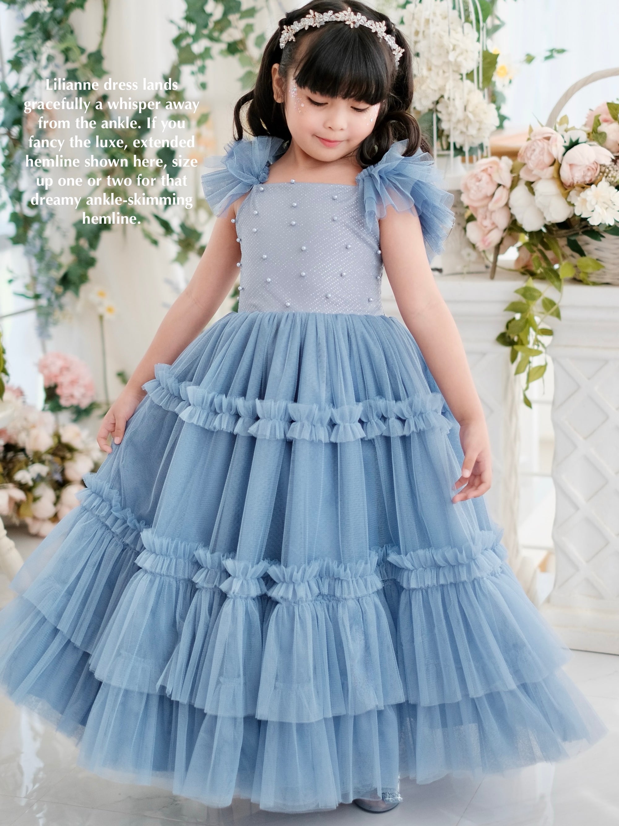 Lilianne Long Midi Dress | Dusty Blue