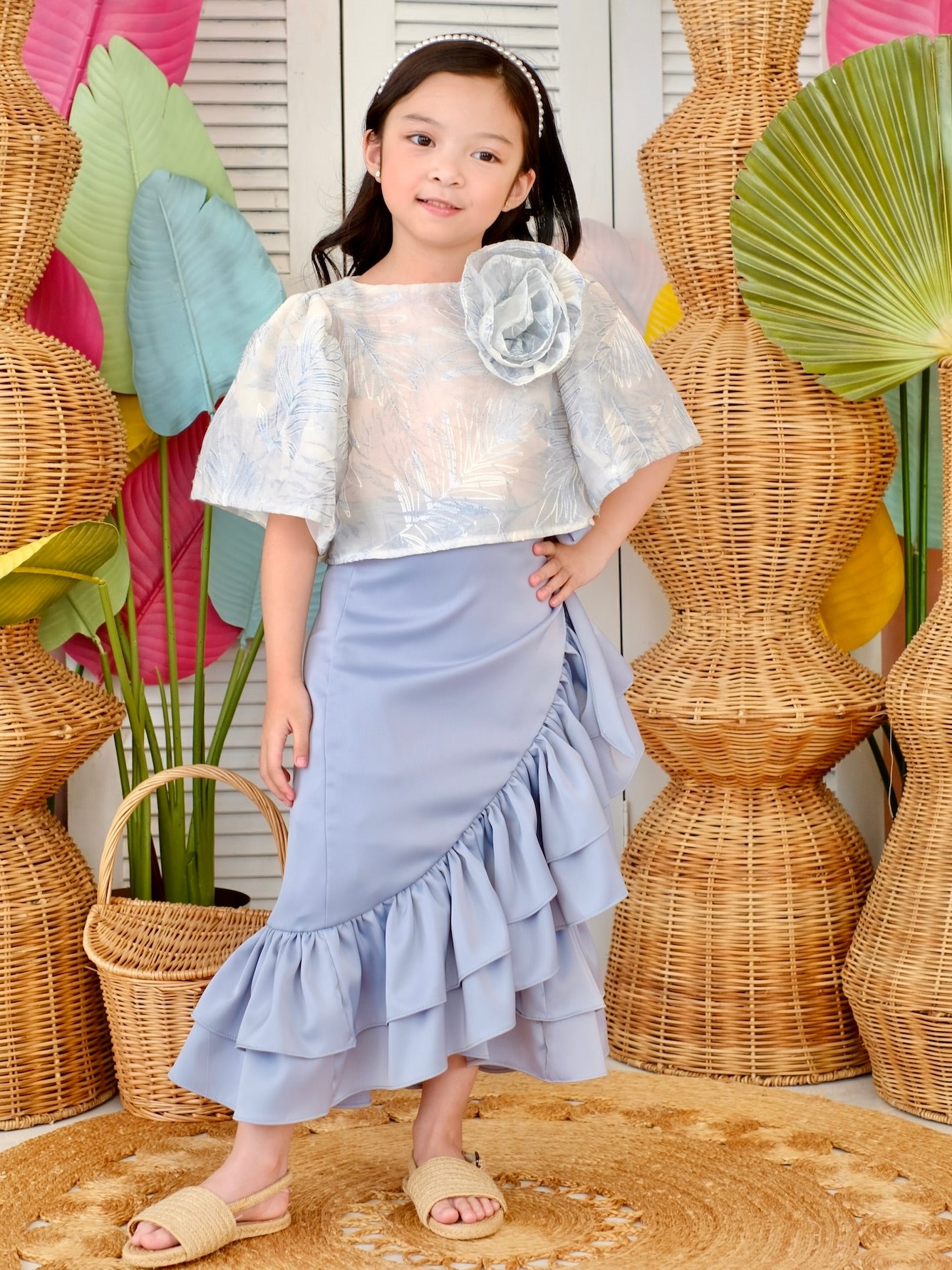 Amparo Wrap Skirt | Dusty Blue Silk Crepe