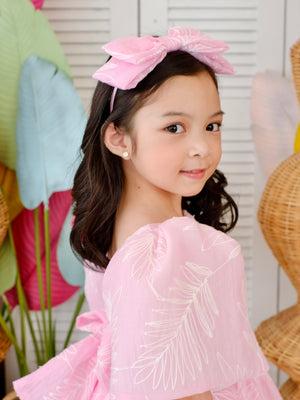 Pink Embroidered Double Bow Headband