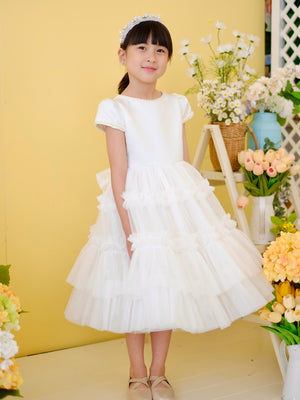 Iveline Pearl Midi Tutu Dress | Off-White | Pre-order