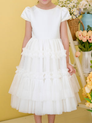 Iveline Pearl Midi Tutu Dress | Off-White | Pre-order