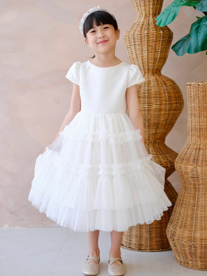 Iveline Pearl Midi Tutu Dress | Off-White | Pre-order