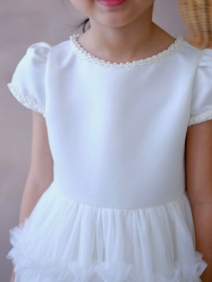 Iveline Pearl Midi Tutu Dress | Off-White | Pre-order