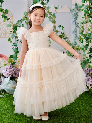 Lilianne Long Midi Dress in Cream